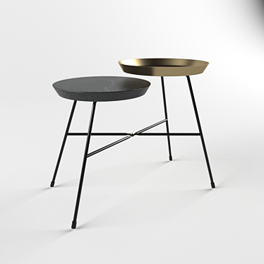 Stylish Gold & Black Side Table 3D model image 1 