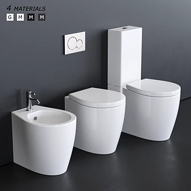 SmartB-XES Collection: GALASSIA WC with Artistic Ceramic Designs 3D model image 1 