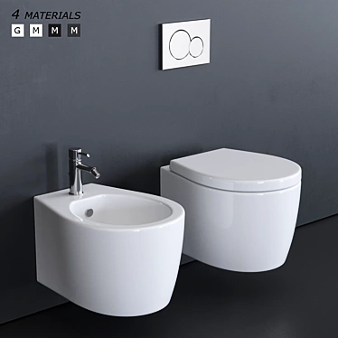 SmartB-XES Wall-Hung WC & Bidet 3D model image 1 