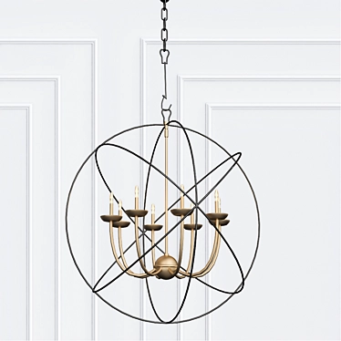 Elegant Gold Orbit Chandelier 3D model image 1 