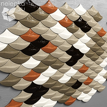 Handcrafted Koi Tile - Elevated Volume & Unique Design 3D model image 1 