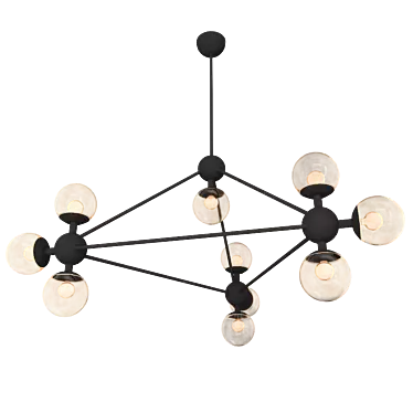 MoonLight 10-Light E27 Pendant with Brown Shade & Black Fixture 3D model image 1 