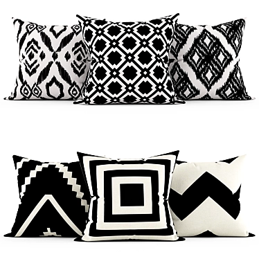 Stylish Embroidered Decorative Pillows 3D model image 1 