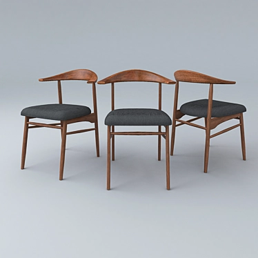 Elegant Walnut Dining Chair 3D model image 1 