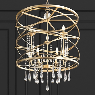 Elegant 9-Light Pendant with Crystal Drops 3D model image 1 