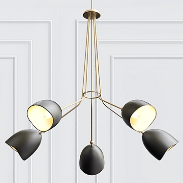 Antiqued Brass 5-Light Chandelier 3D model image 1 