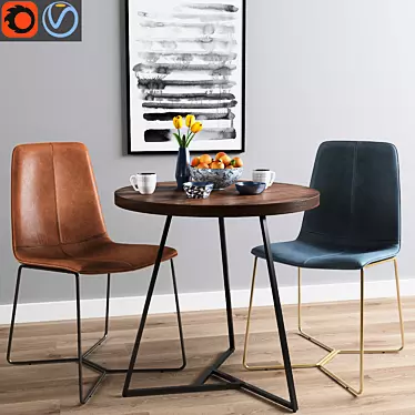 Modern Leather Dining Chairs - West Elm 3D model image 1 
