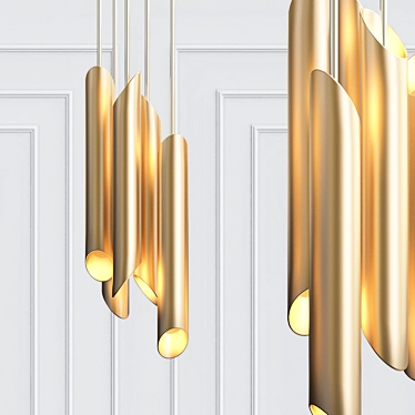 Bamboo Chandelier: Hotel Chic Elegance 3D model image 1 