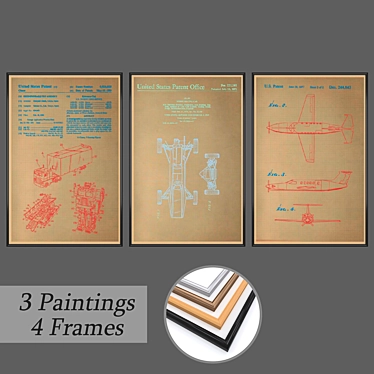 Elegant Frame Set with Wall Paintings 3D model image 1 