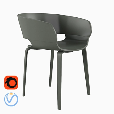 Modern Grey Huela Dining Chair 3D model image 1 