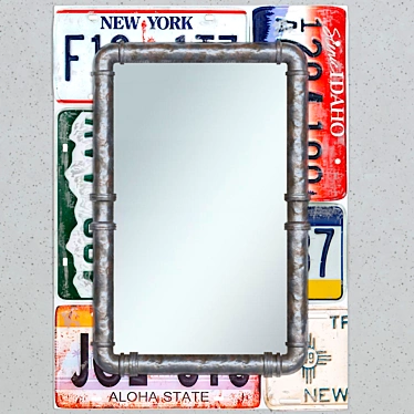 Vintage Style Dialma Brown Mirror 3D model image 1 