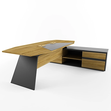 Elegant 8FT Veneer Office Table 3D model image 1 