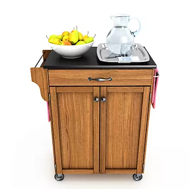 Stylish Kitchen Trolley with Pear Accents 3D model image 1 