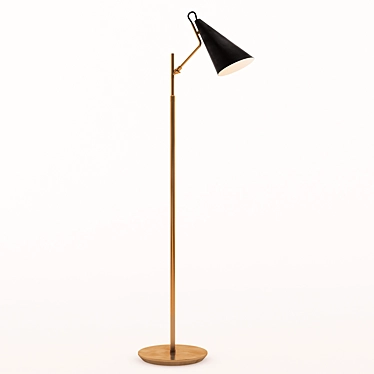 Modern Brass & Black Floor Lamp 3D model image 1 