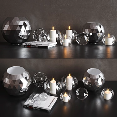 Versatile Decor Set - Vases, Candleholders, and Books 3D model image 1 