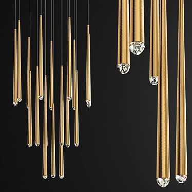 Elegant Brass Aquitaine Chandelier 3D model image 1 