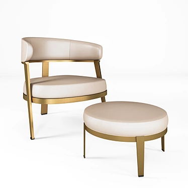 Wansheng Chair and Pouf Set 3D model image 1 
