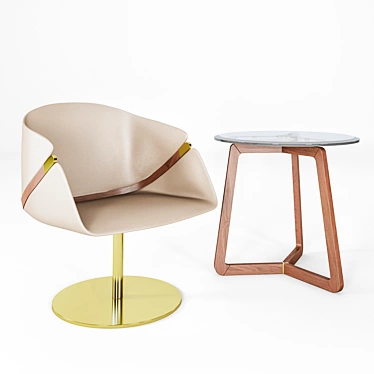 Wansheng Armchair & Table Set 3D model image 1 