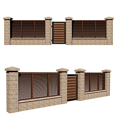 Versatile Fence Set with Gate 3D model image 1 