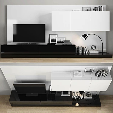 Modern TV Stand Set with Shelving 3D model image 1 