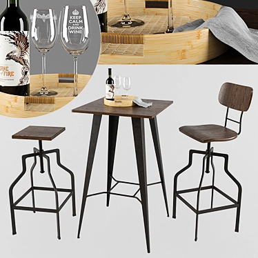 Signal Retto Bar Table Set 3D model image 1 