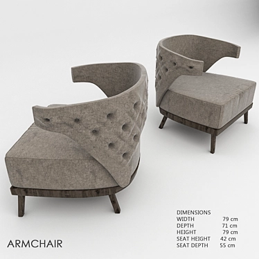 Elegant Velvet Armchair 3D model image 1 