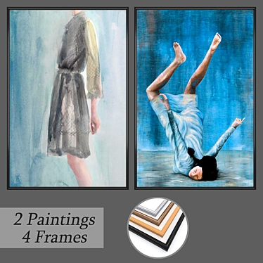 Versatile Set: 2 Wall Paintings & 4 Frame Options 3D model image 1 