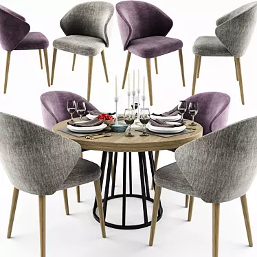 Elegant Ellen Dining Chair Set 3D model image 1 