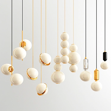 4 Hanging Lights with 19 Beautiful Balls 3D model image 1 