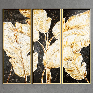 Golden Leaf Painting 3D model image 1 