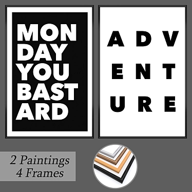 Versatile Wall Art Set with 2 Paintings and 4 Frame Options 3D model image 1 