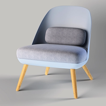 Colmar Armchair: Blue Polyester Seat, Light Brown Legs 3D model image 1 