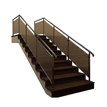 Modern Staircase with Stylish Fence 3D model image 1 