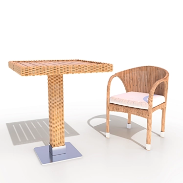 Rattan Outdoor Table Set 3D model image 1 