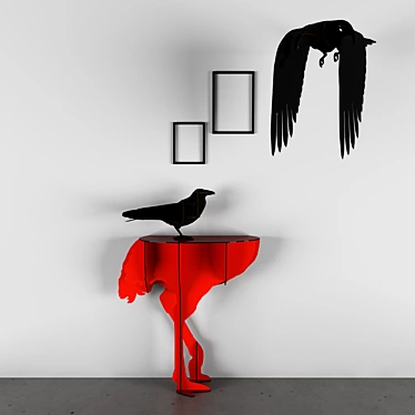 Diva Console Table and Crow Decor: Elegance Meets Whimsy 3D model image 1 