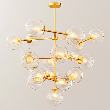 Elegant Gold Glass Chandelier 3D model image 1 