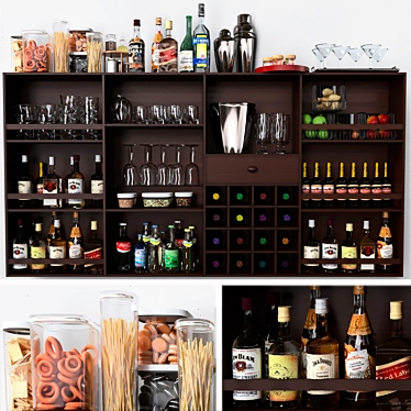 Ultimate Home Bar Set: Alcohol, Wine, Spirits, Shaker, Glass 3D model image 1 