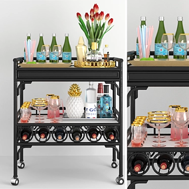 Vintage Bar Table: Strong Drinks, Cocktails, Wine 3D model image 1 