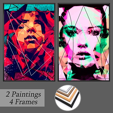 Elegant Set of Wall Paintings with Multiple Frames 3D model image 1 