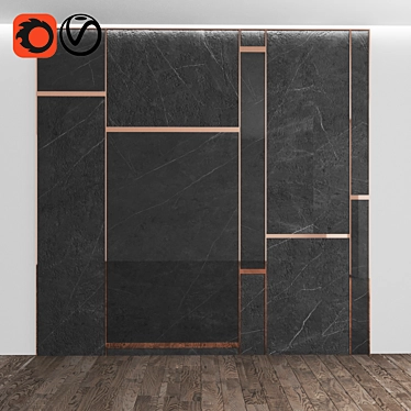 Title: Marble Panel Solution with Parquet 3D model image 1 