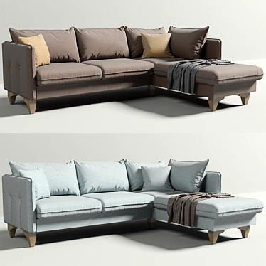 Modern Morgan Sofa Corner with Ottoman 3D model image 1 