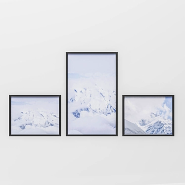 Artistic Trio: Framed Posters Set 3D model image 1 
