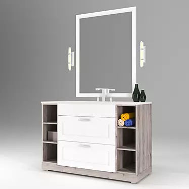 Stylish Sink Cabinet for Bathroom 3D model image 1 