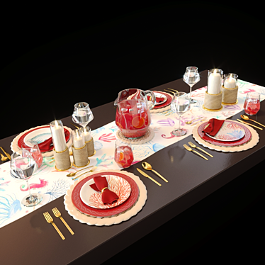 Coastal Charm Tableware Set 3D model image 1 