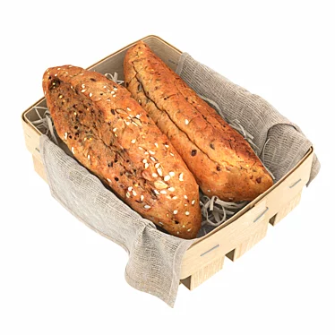 Rustic Grain Bread Basket 3D model image 1 