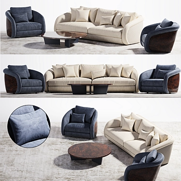 Beaumont Collection: Sofa, Armchair & Pillow 3D model image 1 