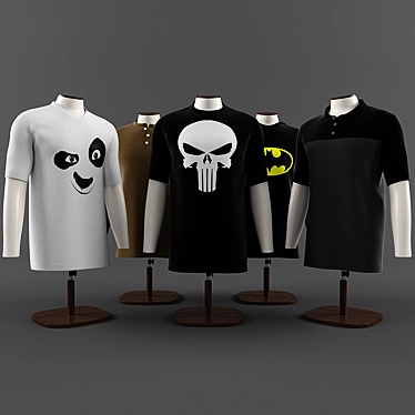 Stylish T-Shirt Mannequin Set 3D model image 1 