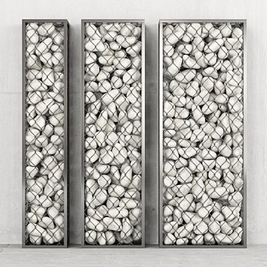 White Pebble Gabions: Elegant Outdoor Decor 3D model image 1 