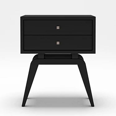 Elegant Black Lacquer Bedside Table 3D model image 1 