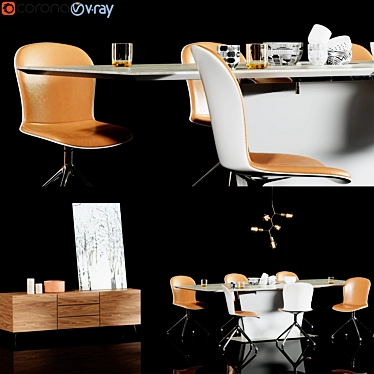 Modern Italian-inspired 3-piece furniture set 3D model image 1 